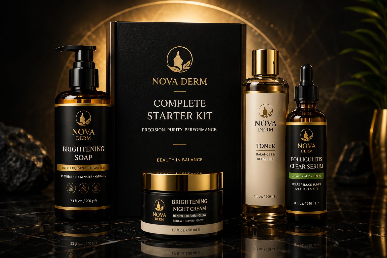 Nova Derm Complete Starter Kit — 6-piece precision skincare set